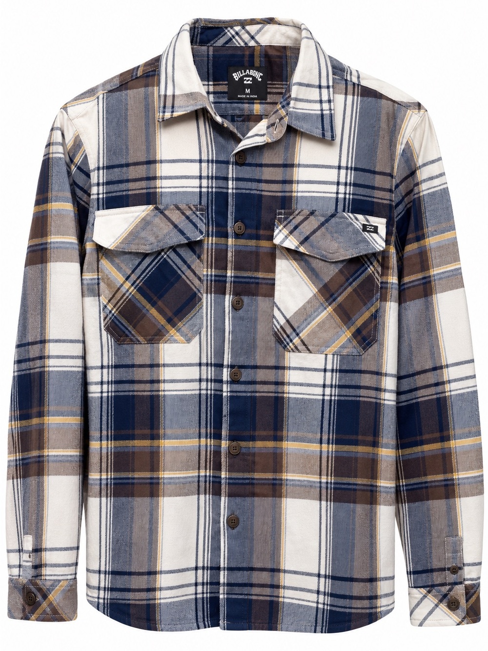 NWT Billabong Bad Dog Flannel Shirt Men’s M Silver Plaid Workwear 24A051504